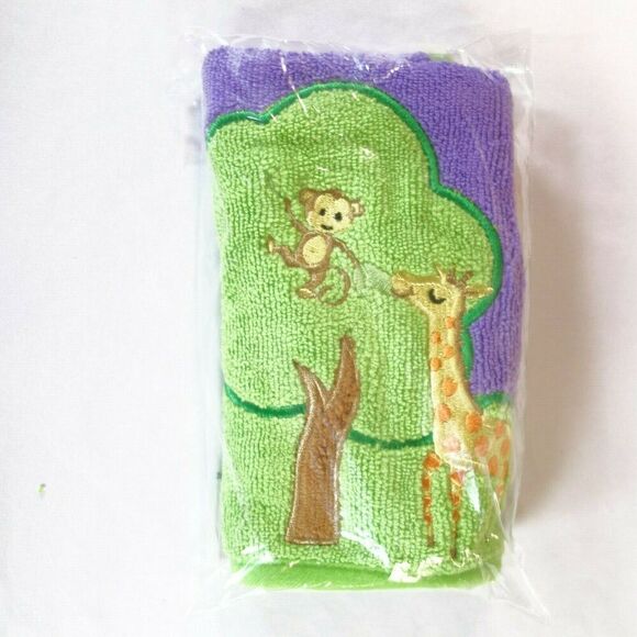 New Norwex Baby Bib Purple Tree Giraffe Monkey Washcloth Microfiber with Baclock - Picture 8 of 9